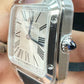 Cartier Santos-Dumont Stainless Steel 43.5 MM (Large Model) - Blue leather Strap - Silver Dial - WSSA0022