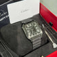 Cartier Santos de Cartier Stainless Steel 39.8 MM (Large Model) - Black Leather Strap - Black Dial - WSSA0039