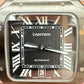 Cartier Santos de Cartier Stainless Steel 39.8 MM (Large Model) - Black Leather Strap - Black Dial - WSSA0039