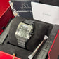 Cartier Santos de Cartier Stainless Steel 39.8 MM (Large Model) - Black Leather Strap - Black Dial - WSSA0039