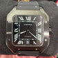 Cartier Santos de Cartier Stainless Steel 39.8 MM (Large Model) - Black Leather Strap - Black Dial - WSSA0039