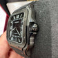 Cartier Santos de Cartier Stainless Steel 39.8 MM (Large Model) - Black Leather Strap - Black Dial - WSSA0039