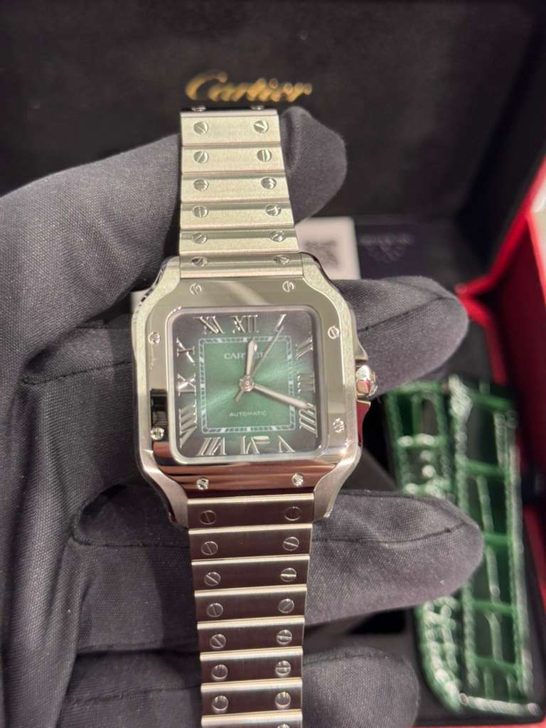 Cartier - Santos - 35 MM - Stainless Steel - Graduated Green Dial - WSSA0061