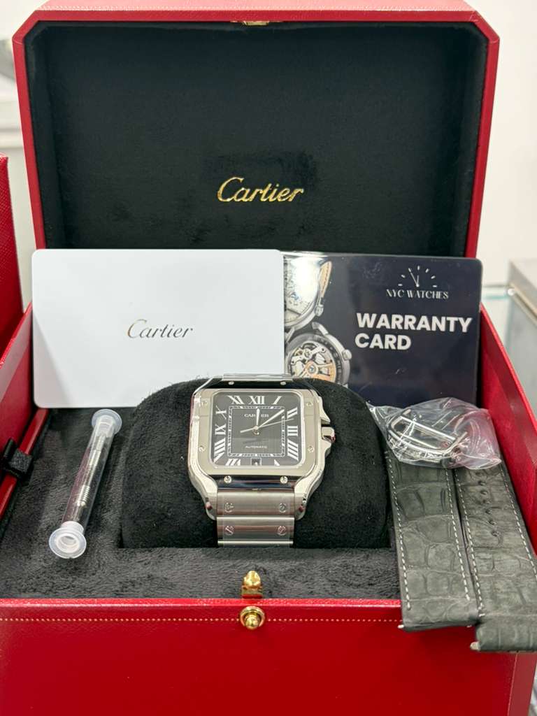 Cartier Santos de Cartier Stainless Steel 39.8 MM (Large Model) - Black Dial - WSSA0096