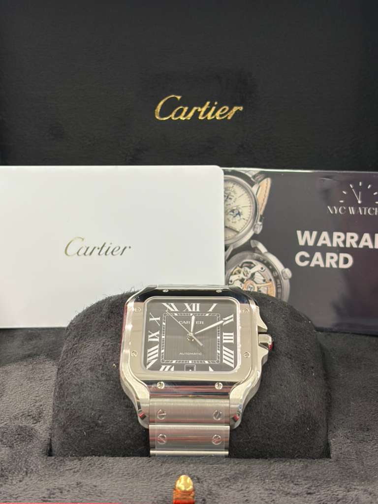 Cartier Santos de Cartier Stainless Steel 39.8 MM (Large Model) - Black Dial - WSSA0096