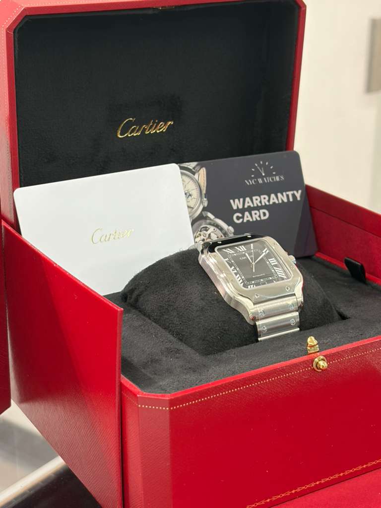 Cartier Santos de Cartier Stainless Steel 39.8 MM (Large Model) - Black Dial - WSSA0096