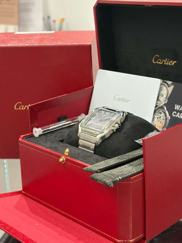 Cartier Santos de Cartier Stainless Steel 39.8 MM (Large Model) - Black Dial - WSSA0096