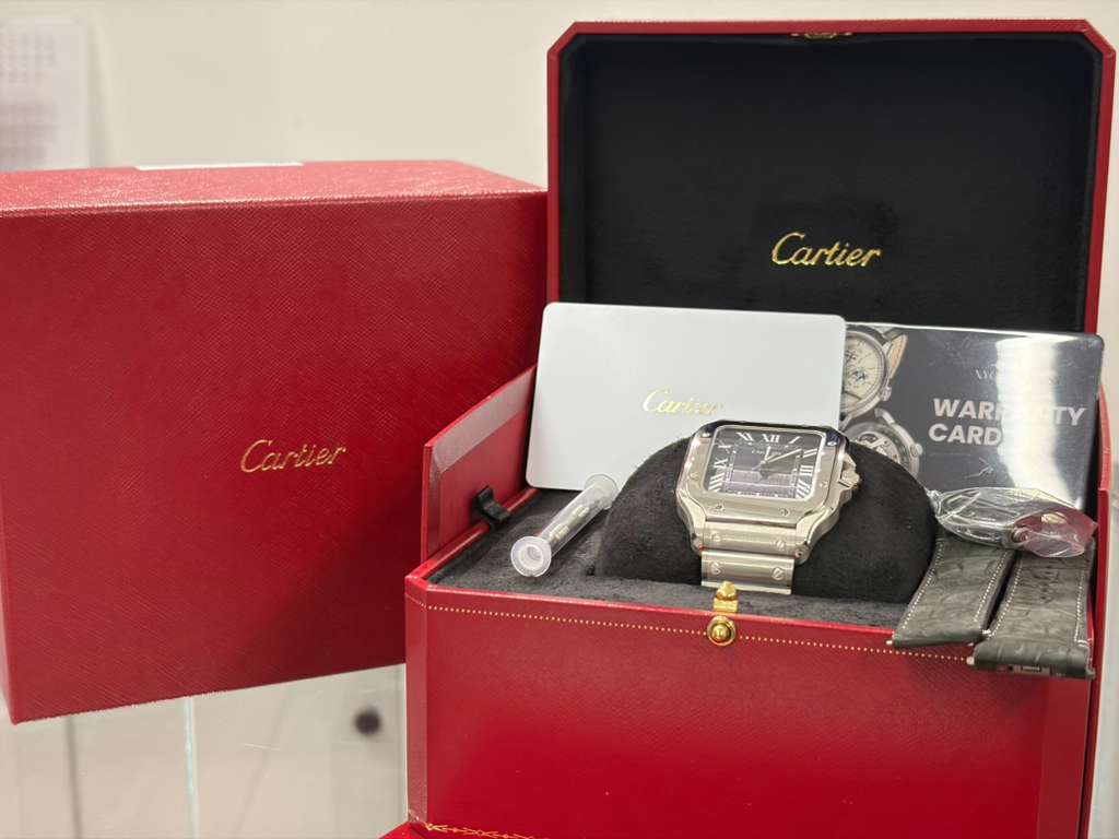 Cartier Santos de Cartier Stainless Steel 39.8 MM (Large Model) - Black Dial - WSSA0096