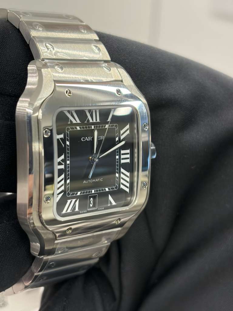 Cartier Santos de Cartier Stainless Steel 39.8 MM (Large Model) - Black Dial - WSSA0096