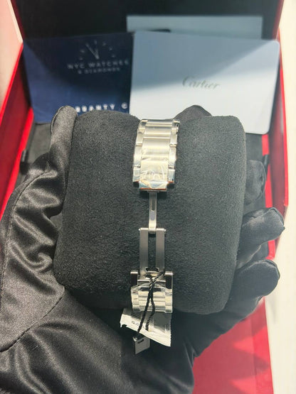 Cartier Tank Stainless Steel (Medium Model) 29 MM - Stainless Steel Bracelet - Stainless Steel Bezel - Silver Dial - WSTA0051