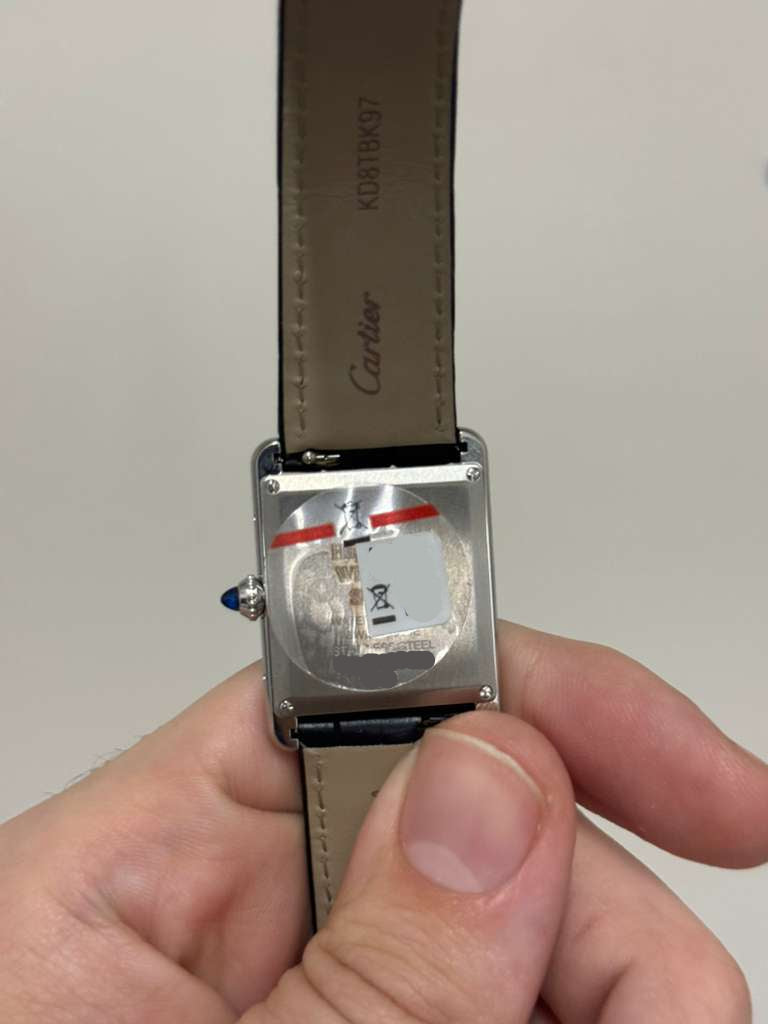 Cartier - Tank Must - Large Model - 33.7 MM x 25.5 MM - Stainless Steel - Black Lacquered Dial - Black Alligator Leather Strap - WSTA0108