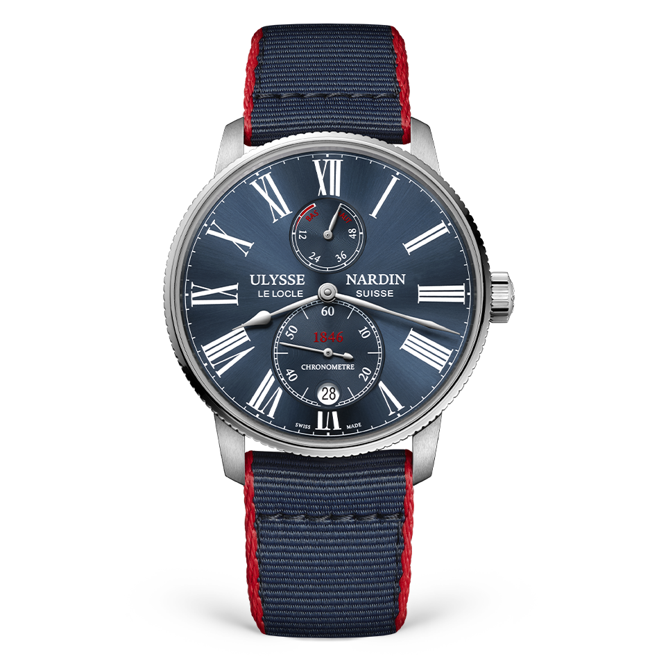 Ulysse Nardin Marine Stainless Steel 42 MM -  Blue Recycled From Fishing Nets Strap - Blue Dial - 1183-310-3A/0A