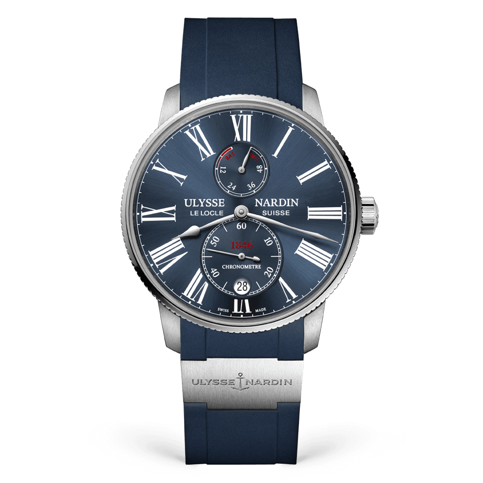 Ulysse Nardin Marine Stainless Steel 42 MM -  Blue Rubber Strap - Blue Dial - 1183-310-3/43