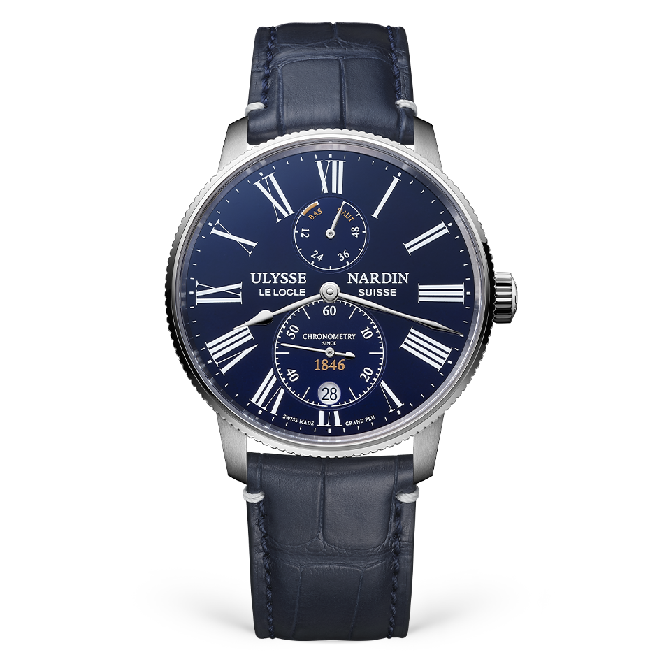 Ulysse Nardin Marine Stainless Steel 42 MM - Brown Leather Strap - Blue Dial - 1183-310LE-3AE-175/1B