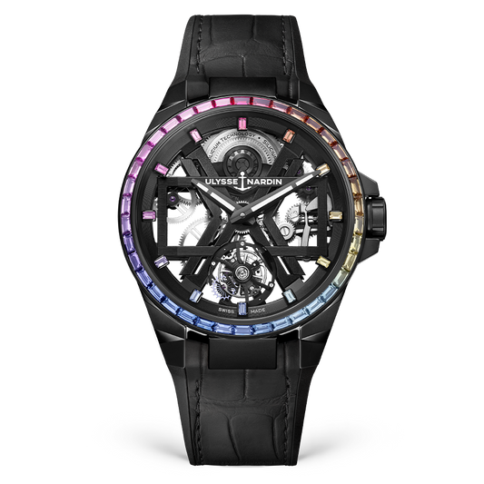 Ulysse Nardin Blast Tourbillon Black Rainbow Case 45 MM - Black Leather Strap - Sapphire Bezel - Skeleton Dial - 1723-400B1LE-2B-RAIN/1A