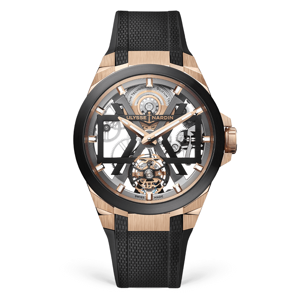 Ulysse Nardin Blast Rose Gold Case 45 MM - Black Rubber Strap - Skeleton Dial - 1725-400-3A/02