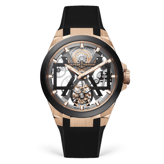 Ulysse Nardin Blast Rose Gold Case 45 MM - Black Velvet Strap - Skeleton Dial - 1725-400-3B/02