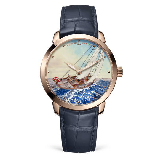 Ulysse Nardin Classico Rose Gold 40 MM - Blue Leather Strap - Blue Artistic Dial - 3202-136LE-2/MANARA.01