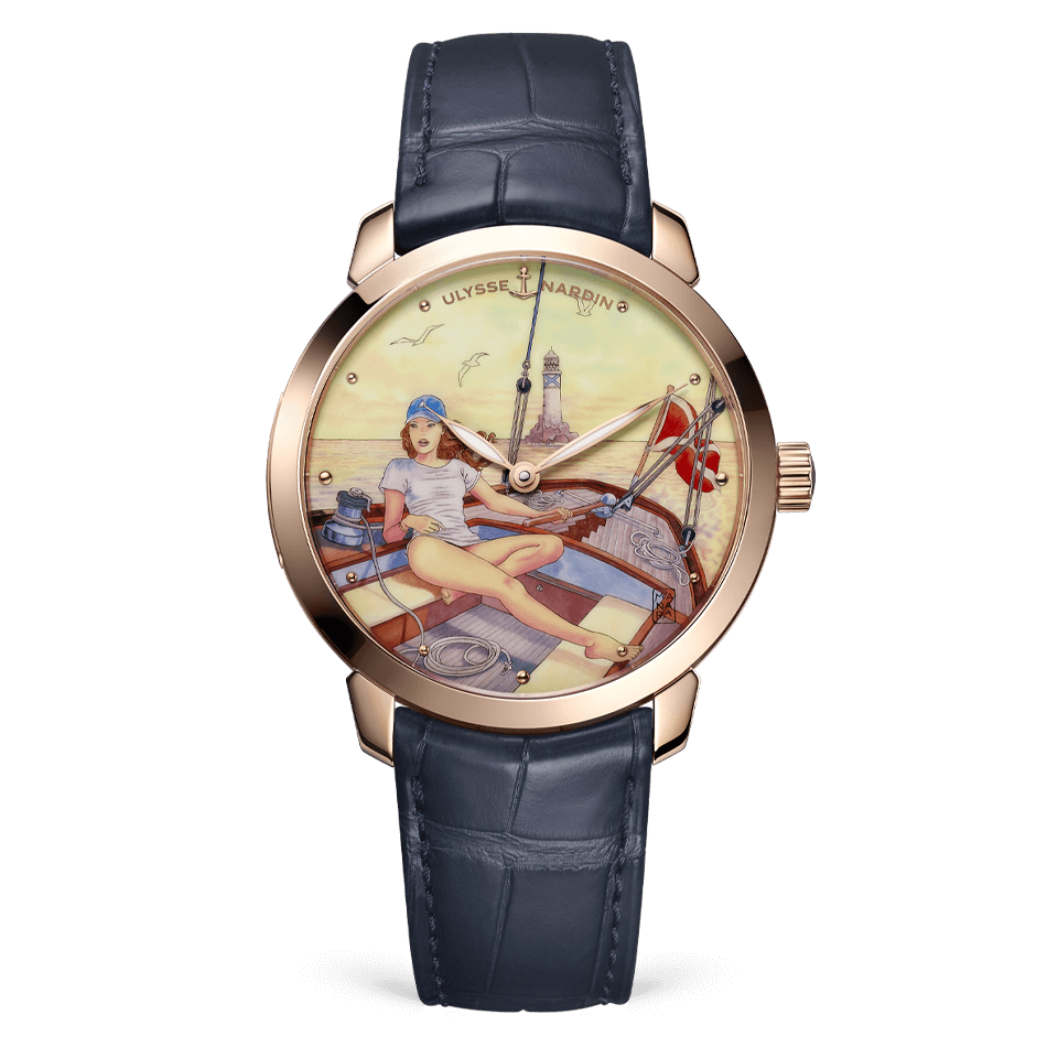 Ulysse Nardin Classico Rose Gold 40 MM - Blue Leather Strap - Yellow Artistic Dial - 3202-136LE-2/MANARA.02