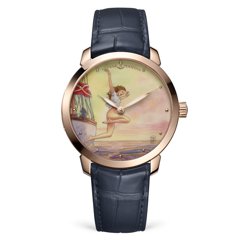 Ulysse Nardin Classico Rose Gold 40 MM - Blue Leather Strap - Yellow Artistic Dial - 3202-136LE-2/MANARA.03