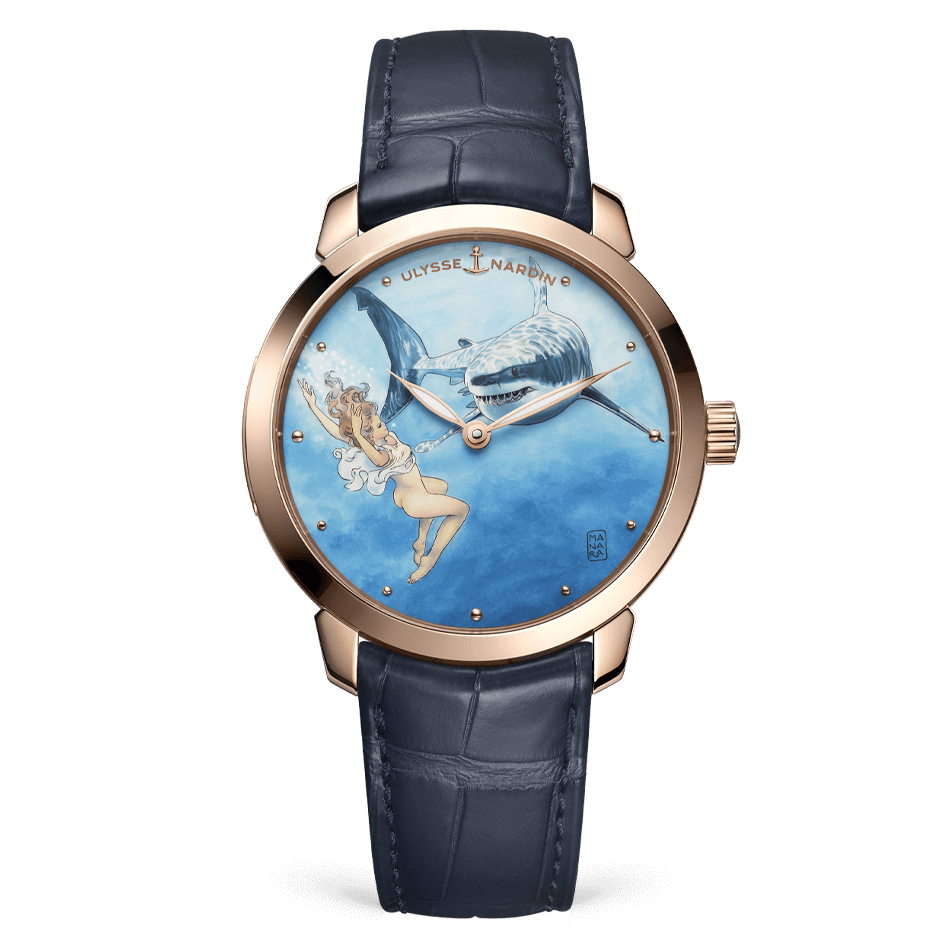 Ulysse Nardin Classico Rose Gold 40 MM - Blue Leather Strap - Blue Artistic Dial - 3202-136LE-2/MANARA.04