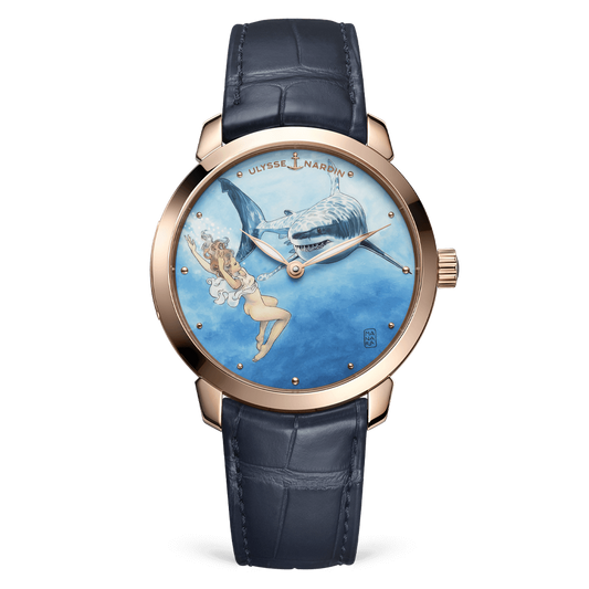 Ulysse Nardin Classico Rose Gold 40 MM - Blue Leather Strap - Blue Artistic Dial - 3202-136LE-2/MANARA.04