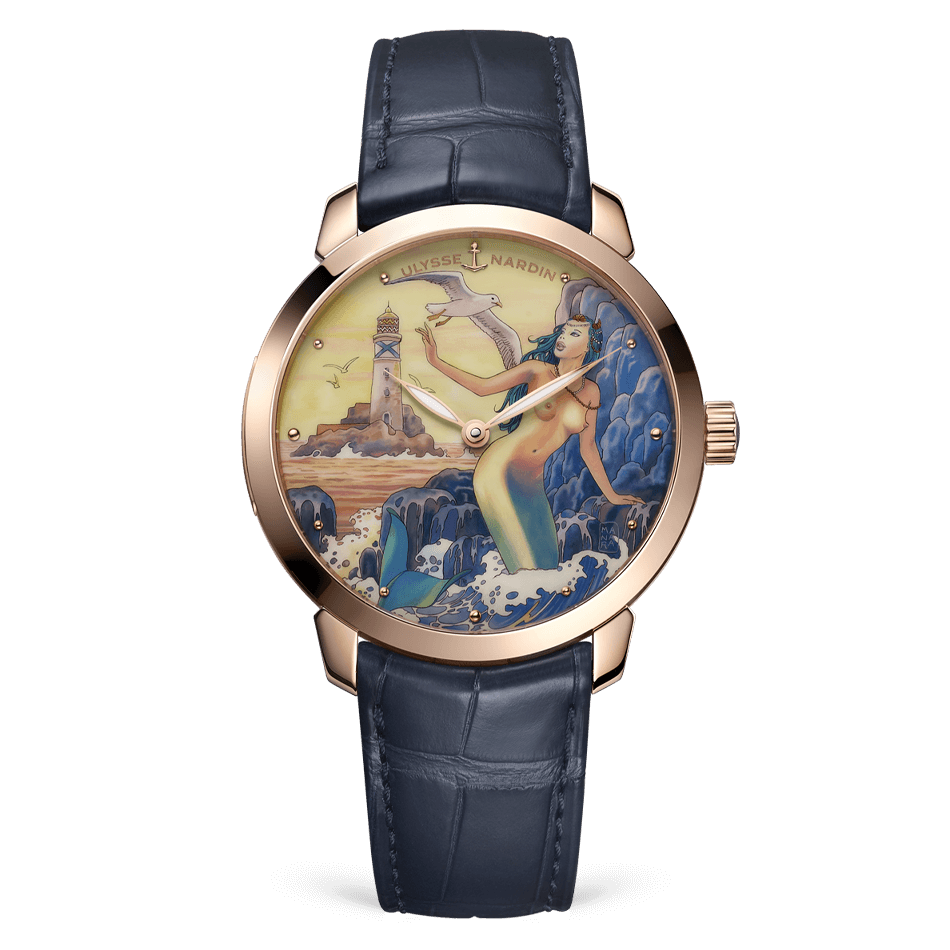 Ulysse Nardin Classico Rose Gold 40 MM - Blue Leather Strap - Yellow Artistic Dial - 3202-136LE-2/MANARA.10