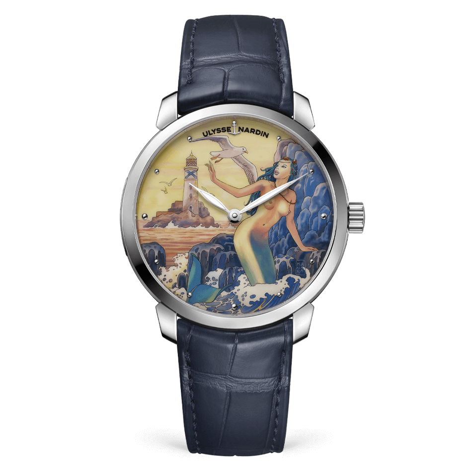 Ulysse Nardin Classico Stainless Steel 40 MM -  Blue Leather Strap - Yellow Artistic Dial - 3203-136LE-2/MANARA.10