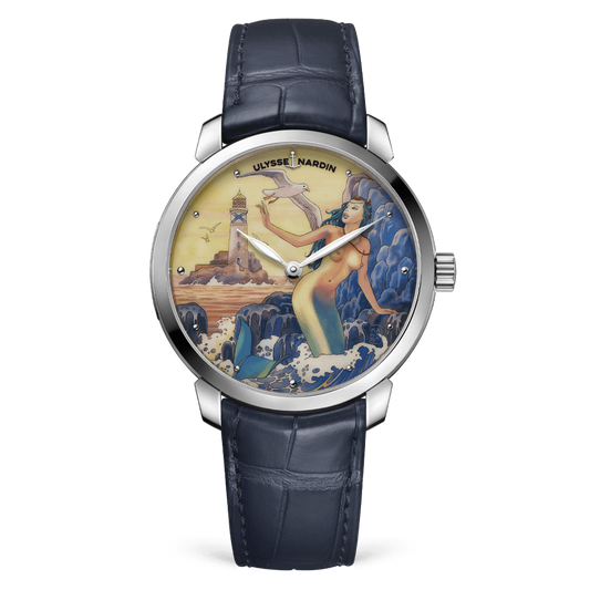 Ulysse Nardin Classico Stainless Steel 40 MM -  Blue Leather Strap - Yellow Artistic Dial - 3203-136LE-2/MANARA.10