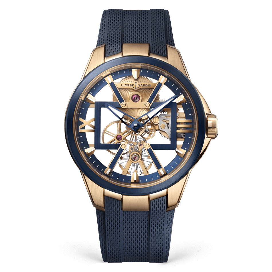 Ulysse Nardin Blast Rose Gold 42 MM - Blue Rubber Strap - Skeleton Dial - 3716-260-3/03