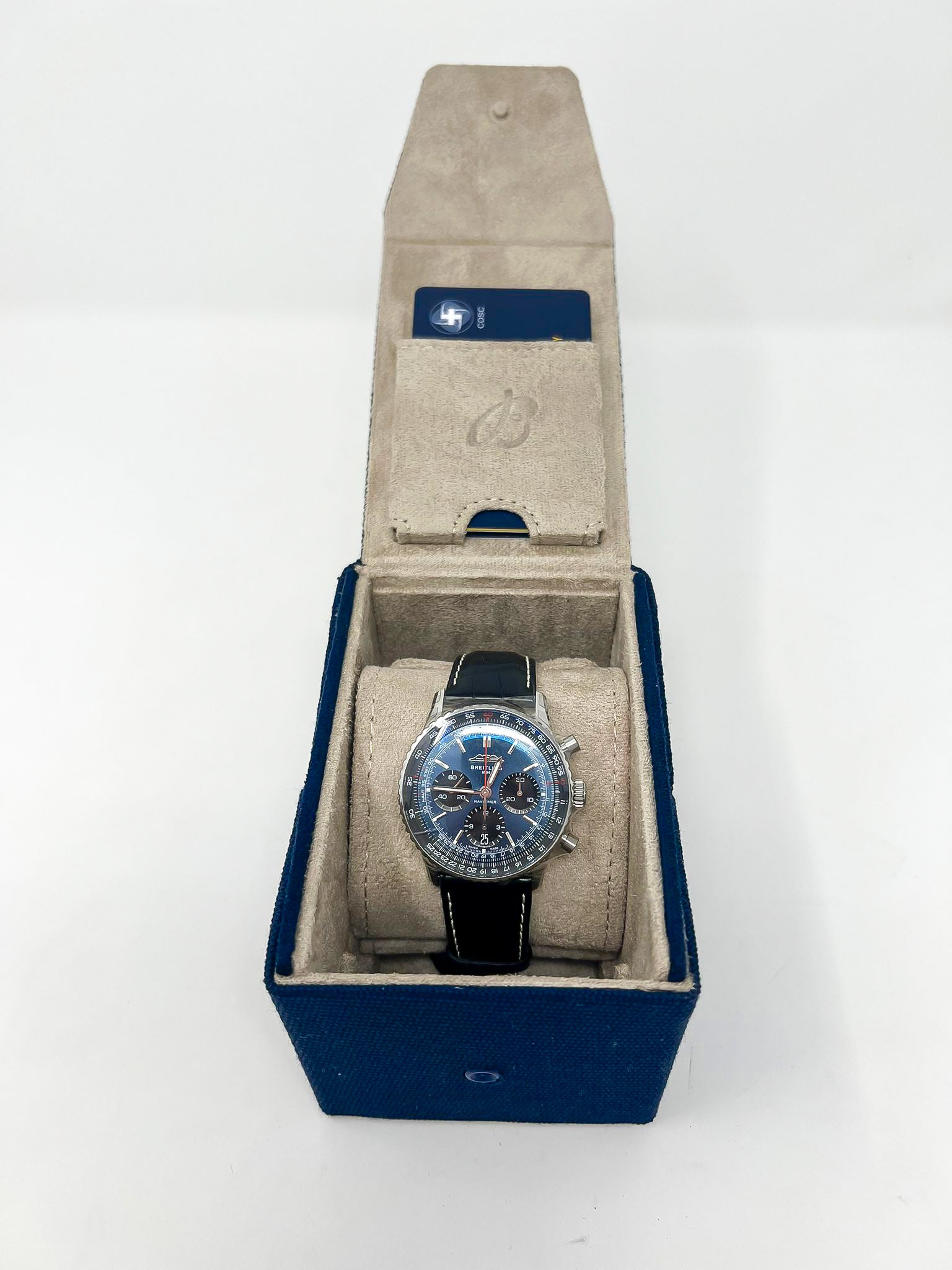 Breitling Navitimer B01 Chronograph 41 MM - Black Leather Strap - Blue Dial - AB0139241C1P1