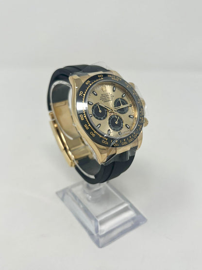 Rolex Yellow Gold Daytona Watch - 40 MM - Oysterflex Strap - Champagne Dial - 116518LN-0048