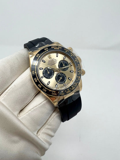 Rolex Yellow Gold Daytona Watch - 40 MM - Oysterflex Strap - Champagne Dial - 116518LN-0048