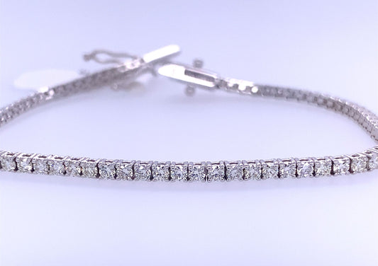 Tennis Bracelet Diamond 2.93ct. Natural Stones 14kt White Gold. 7 inches