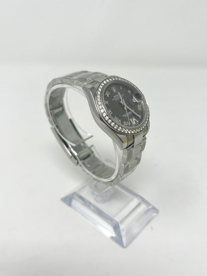 Rolex Datejust Stainless Steel - 31 MM - Oyster Bracelet - Diamond Bezel - Grey Diamond Dial - 178384-0026