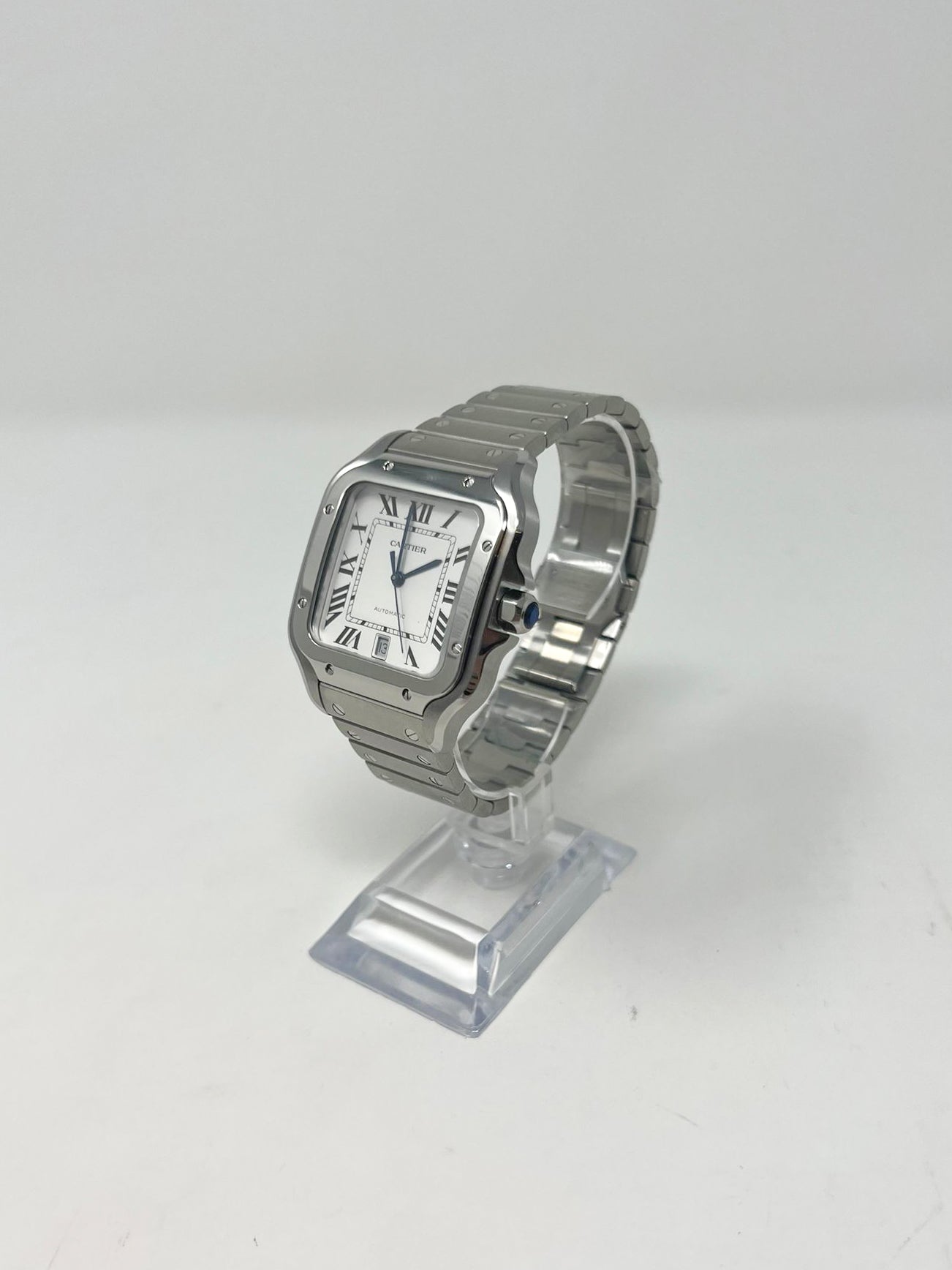 Cartier Santos de Cartier Stainless Steel 39.8 MM (Large Model) - Stainless Steel Bracelet - White Dial - WSSA0018