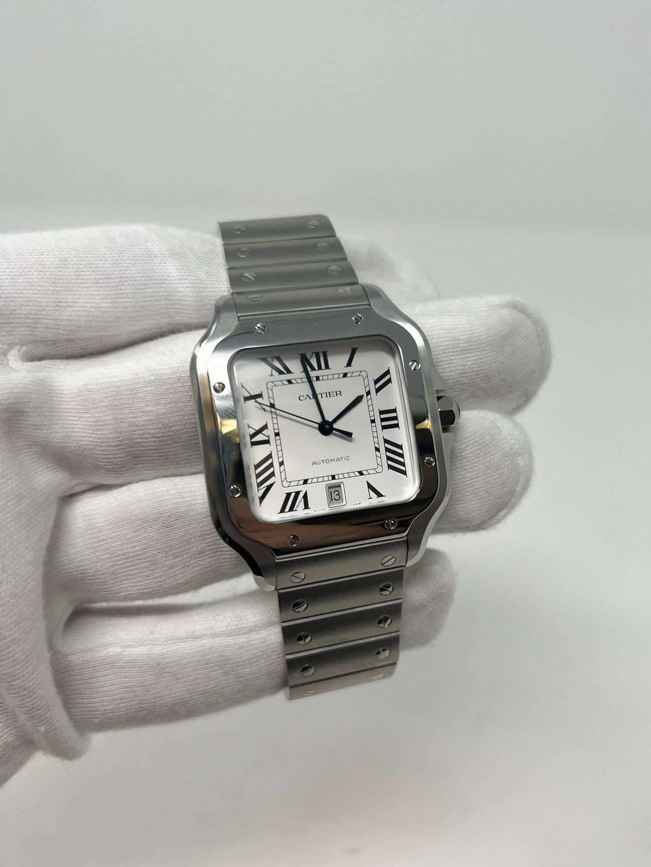 Cartier Santos de Cartier Stainless Steel 39.8 MM (Large Model) - Stainless Steel Bracelet - White Dial - WSSA0018