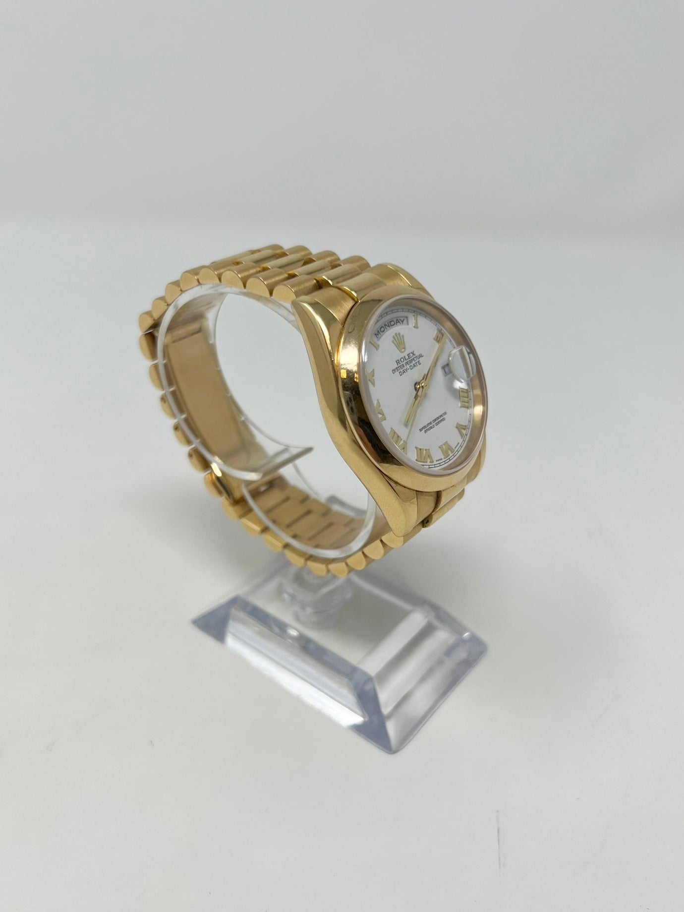 Rolex Presidential Yellow Gold Day-Date 36MM - President Bracelet Watch - White Roman Dial - 118208 PWR