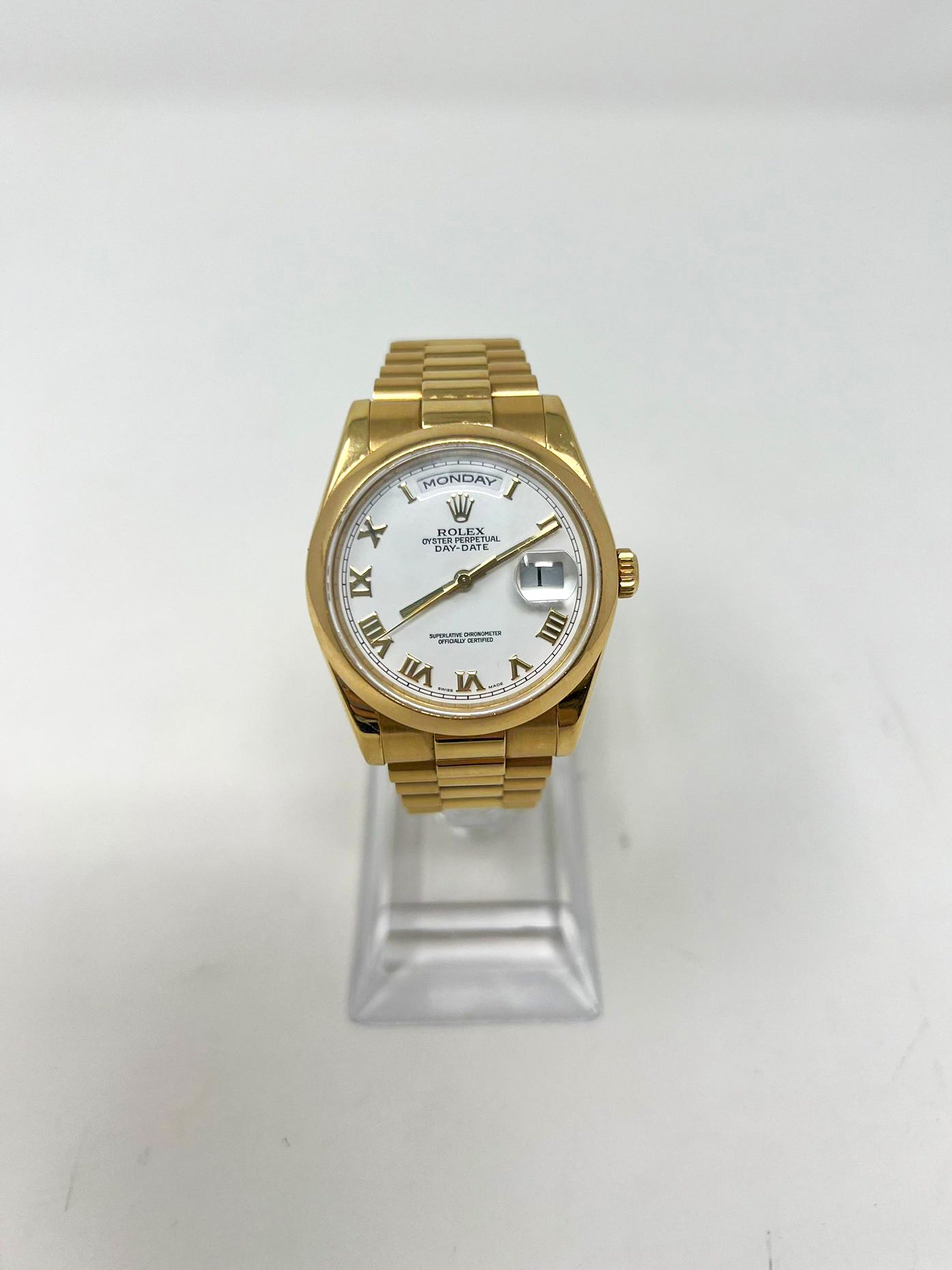 Rolex Presidential Yellow Gold Day-Date 36MM - President Bracelet Watch - White Roman Dial - 118208 PWR