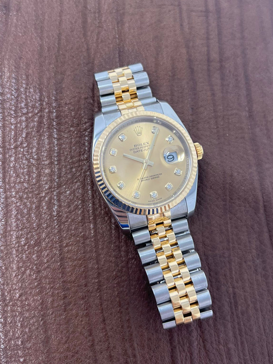 Rolex Yellow Gold And Stainless Steel Datejust - 36 MM - Jubilee Bracelet - Fluted Bezel - Champagne Diamond Dial - 116233 cdj