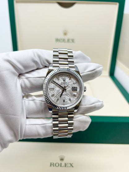 Rolex Presidential Platinum Day-Date 40MM - President Bracelet Watch - Meteorite Baguette Dial - 228236-0011