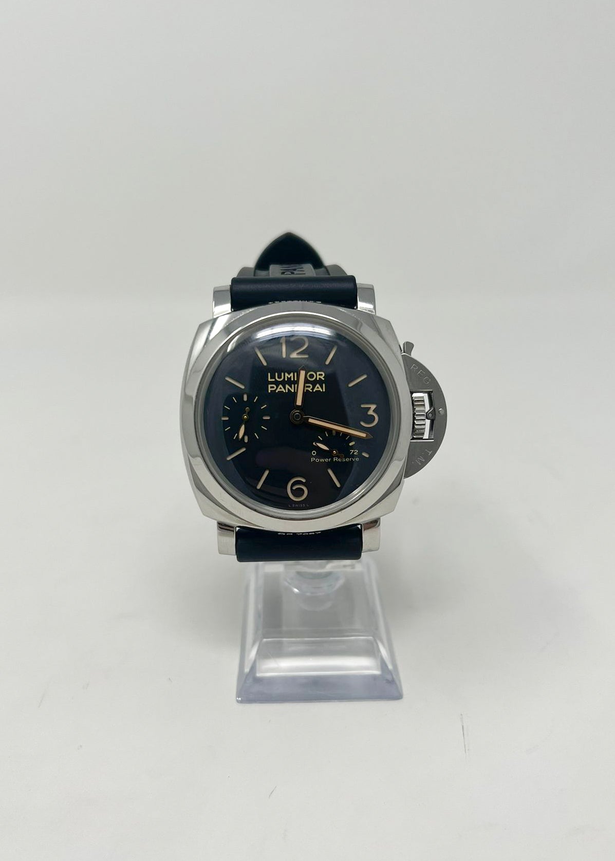 Panerai Luminor 1950 Stainless Steel 47 MM - Black Leather Strap - Black Dial - PAM00423