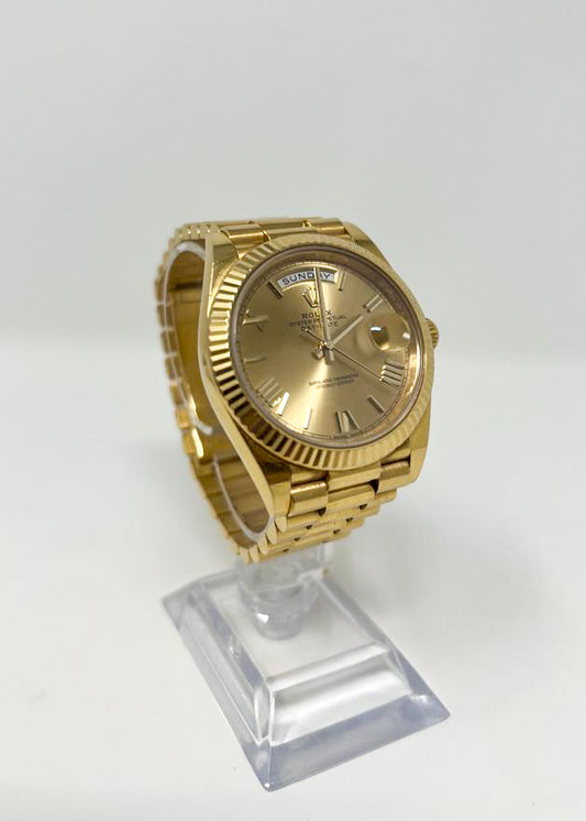 Rolex Presidential Yellow Gold Day-Date 40MM - President Bracelet Watch - Champagne Roman Dial - 228238 chrp