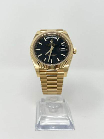 Rolex Presidential Yellow Gold Day-Date 40MM - President Bracelet Watch - Black Index Dial - 228238-0067
