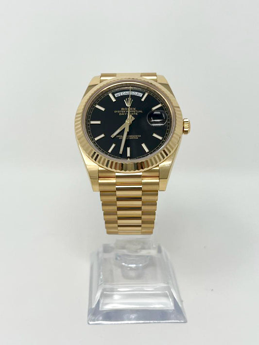 Rolex Presidential Yellow Gold Day-Date 40MM - President Bracelet Watch - Black Index Dial - 228238 bkip