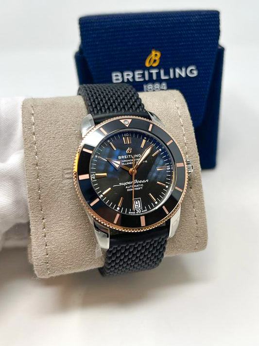 Breitling Superocean Heritage B20 Automatic Stainless Steel and Rose Gold 42 MM - Black Rubber Strap - Black Dial - UB2010121B1S1