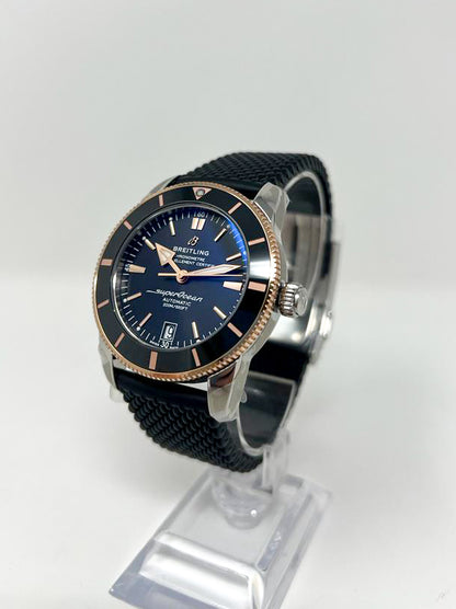 Breitling Superocean Heritage B20 Automatic Stainless Steel and Rose Gold 42 MM - Black Rubber Strap - Black Dial - UB2010121B1S1