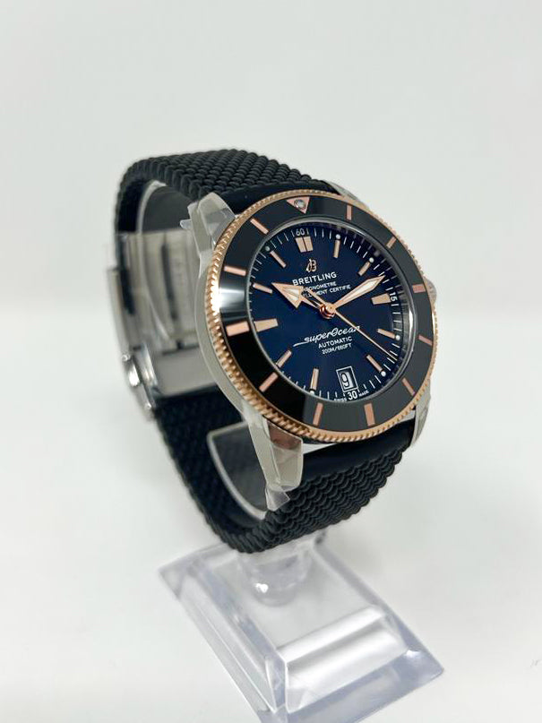 Breitling Superocean Heritage B20 Automatic Stainless Steel and Rose Gold 42 MM - Black Rubber Strap - Black Dial - UB2010121B1S1