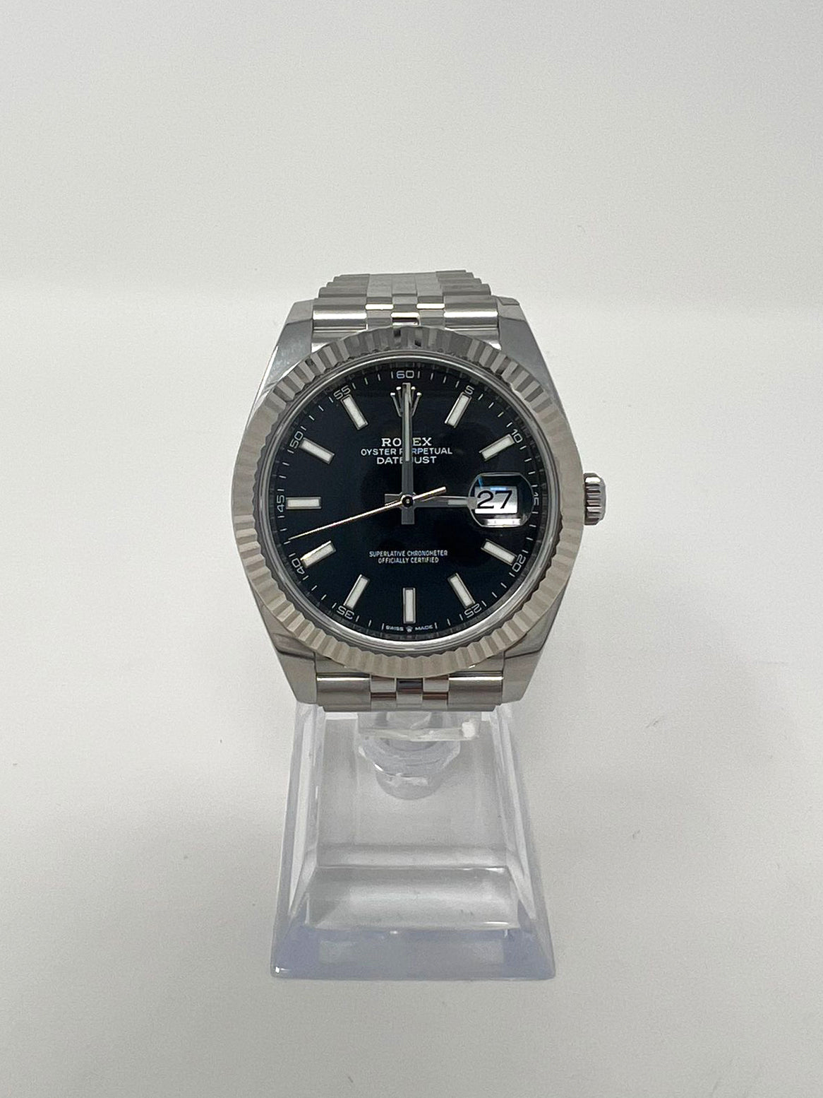 Rolex Stainless Steel and White Gold Datejust 41 Date Watch - 41 MM - Jubilee Bracelet - Fluted Bezel - Black Dial - 126334 bkij