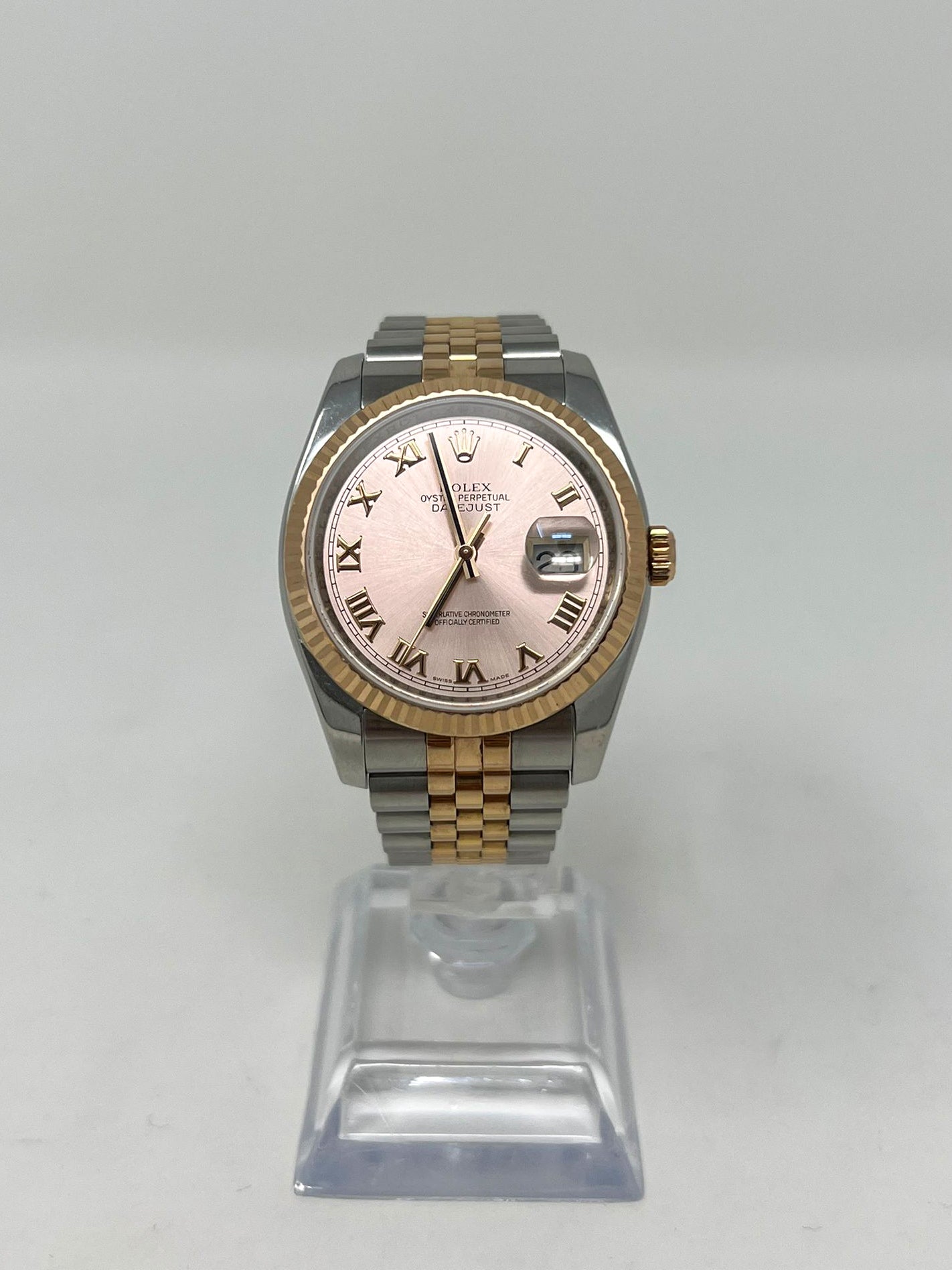 Rolex Stainless Steel And Pink Gold Datejust - 36 MM - Jubilee Bracelet - Fluted Bezel - Pink Roman Dial - 116231-0089